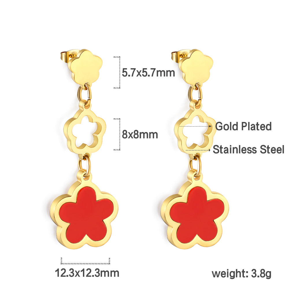 Peach Blossom + Hollow Peach Blossom + Peach Blossom Earrings with Shell Accessories asonjewelry